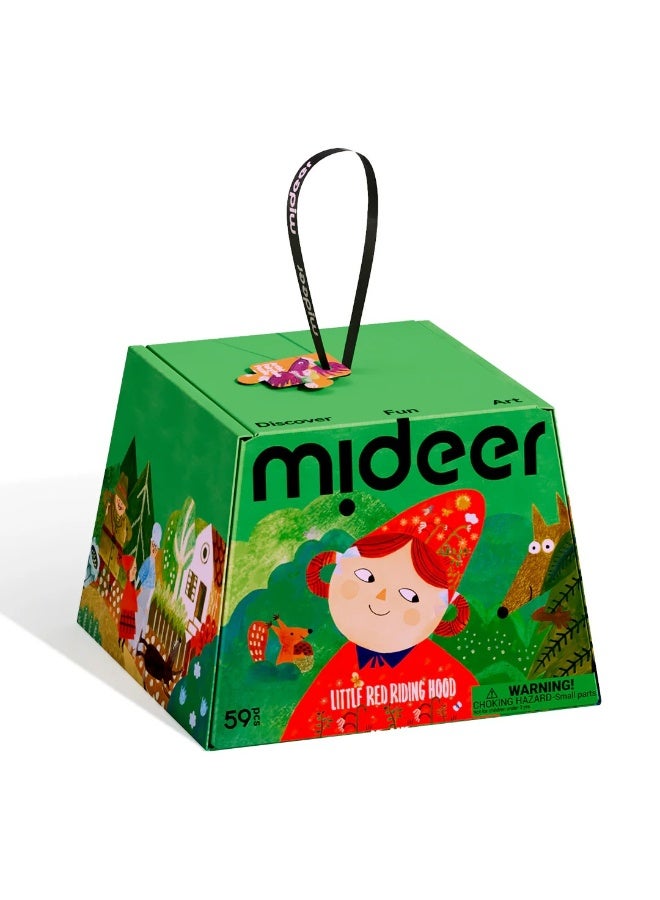 MiDeer Artist Fairytale Puzzle Little Red Riding Hood 59 Pieces for Kids 3+, Storybook Jigsaw Puzzle with Artistic Illustration, Creative Learning Puzzle Toy for Children Imagination & Reading Development - Image 3