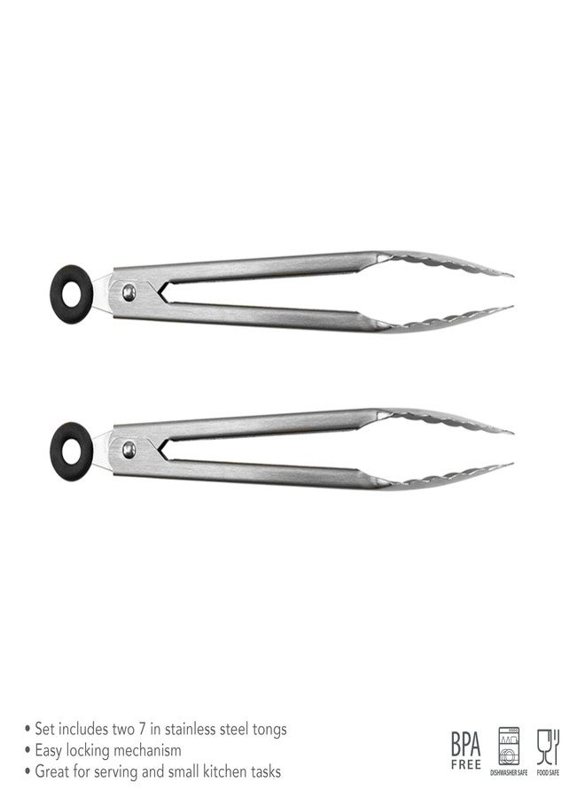 Tovolo Elements 7" Mini Stainless Steel Tongs - Set of 2 - Image 4