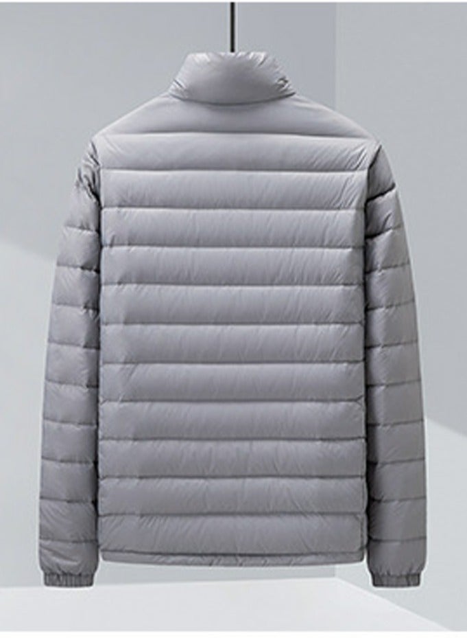 Loquat Men's Lightweight Down Jacket Water-Resistant Jacket Winter Coat Gray  - Image 2