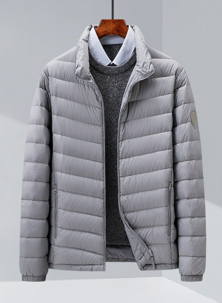 Loquat Men's Lightweight Down Jacket Water-Resistant Jacket Winter Coat Gray  - Image 1