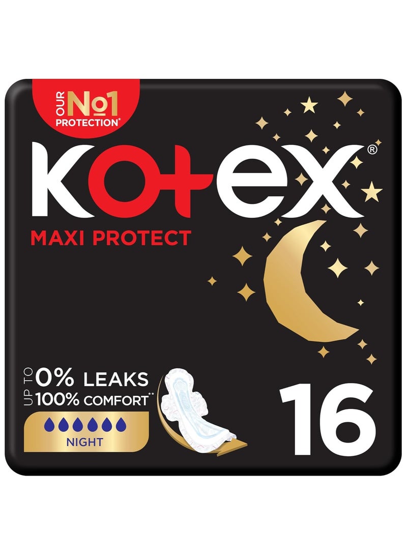 كوتكس فوط صحية سميكة بحجم ليلي مع أجنحة - 16 قطعة - Image 1