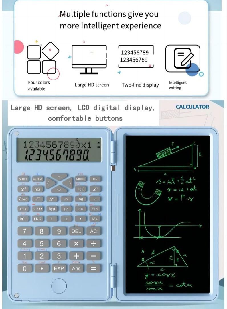 NIBEMINENT Scientific Edition Calculator with LCD Notepad Erasable Writing Table,Office Desk Calcultors, Professional Portable Foldable Calculator for study and work - Image 2