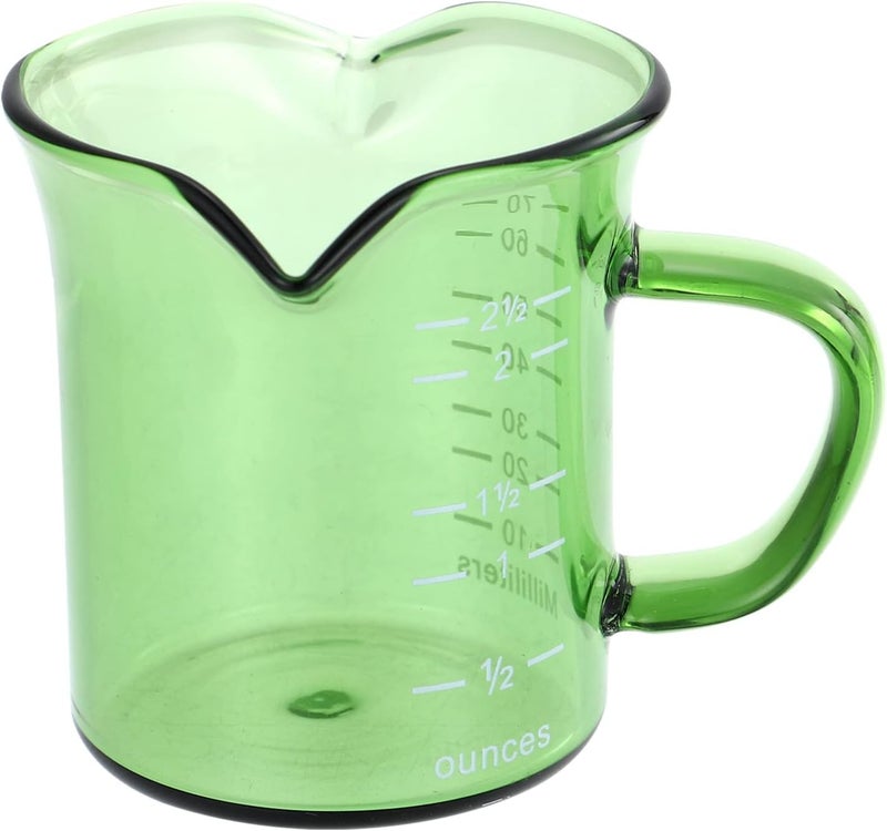 Glass Measuring Cup Double Spout Coffee Milk Pot with Handle Creamer Jug Pitcher Syrup Dressing Server Cookware Home Kitchen Green - Image 1
