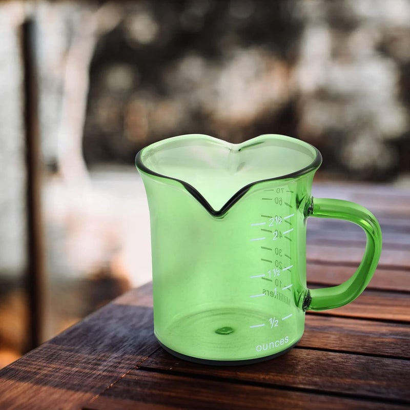 Glass Measuring Cup Double Spout Coffee Milk Pot with Handle Creamer Jug Pitcher Syrup Dressing Server Cookware Home Kitchen Green - Image 4