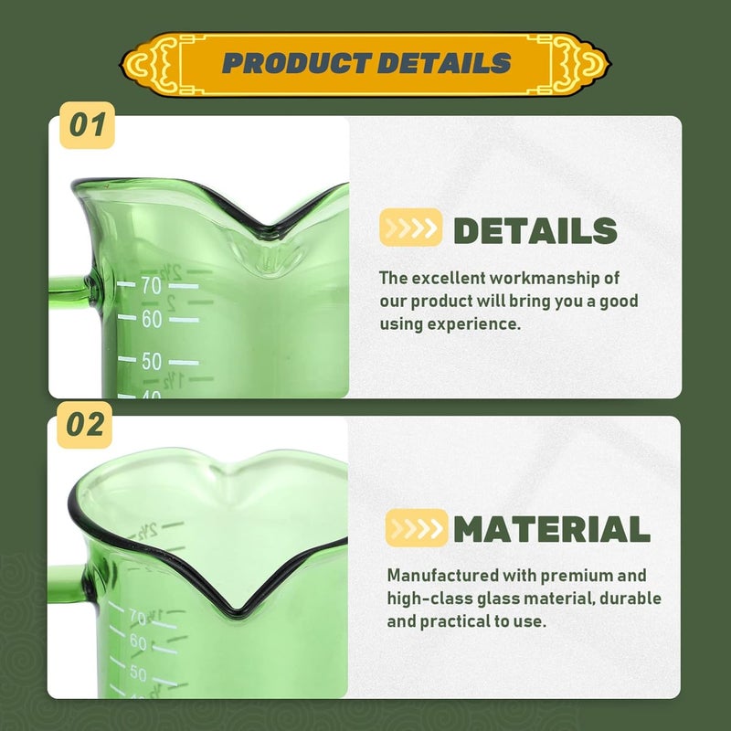 Glass Measuring Cup Double Spout Coffee Milk Pot with Handle Creamer Jug Pitcher Syrup Dressing Server Cookware Home Kitchen Green - Image 5
