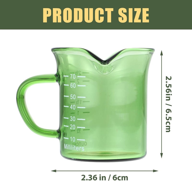 Glass Measuring Cup Double Spout Coffee Milk Pot with Handle Creamer Jug Pitcher Syrup Dressing Server Cookware Home Kitchen Green - Image 3