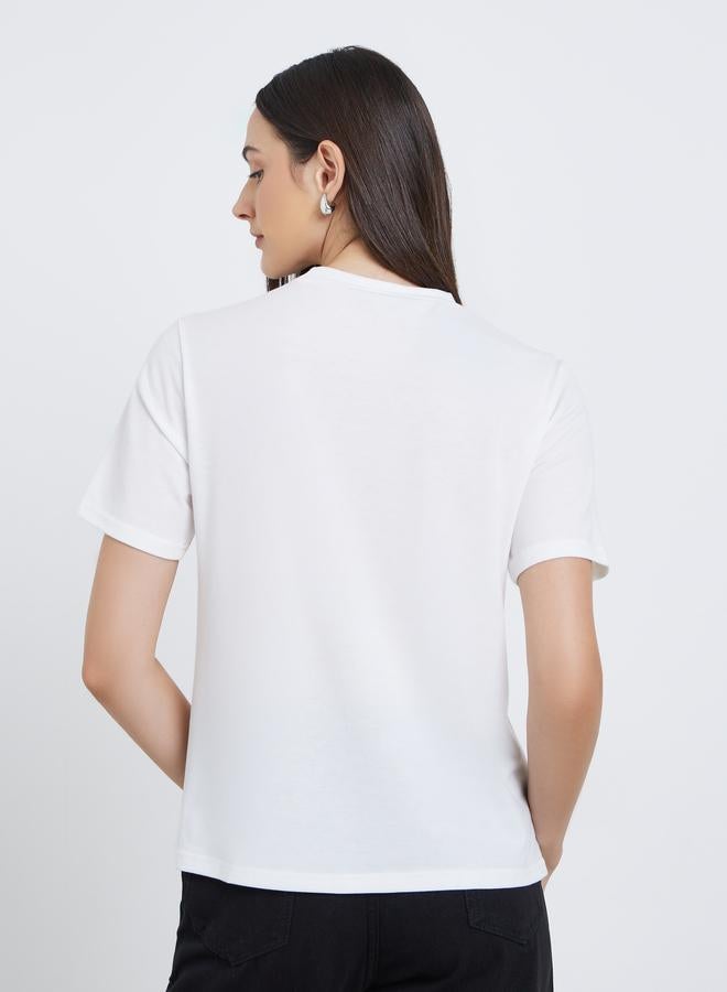 Styli Women White Embellished Knitted T-Shirt - Image 4