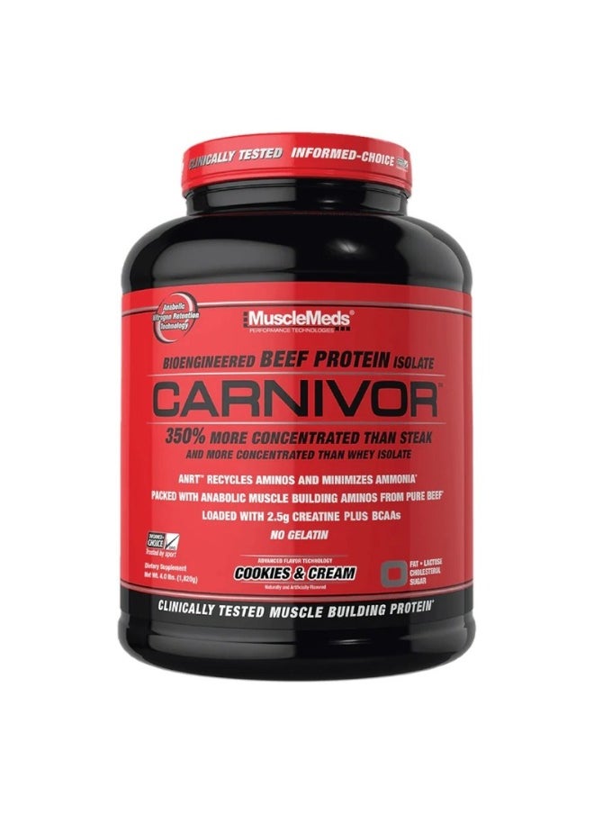 MUSCLEMEDS Carnivore Bioengineered Beef Protein Isolate Cookies & Cream Flavor 4Lb  - Image 1
