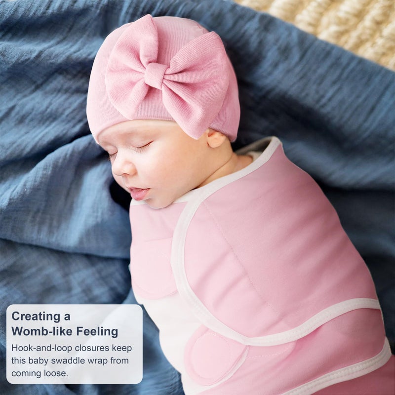 DRESHOW BQUBO 3 Pack Baby Swaddle Sleep Sacks Baby Swaddling Blanket Wrap Newborn Swaddle Sack with Big Bow Hat for Boys Girls 6-12 Lbs Newborns & 0-3 Months Girls Boys - Image 2