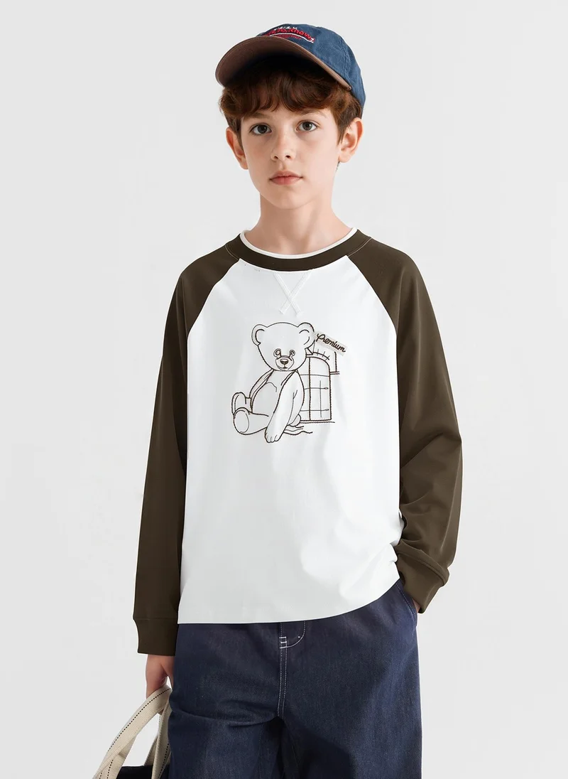 Balabala Kids Boys Round neck long-sleeved T-shirt
