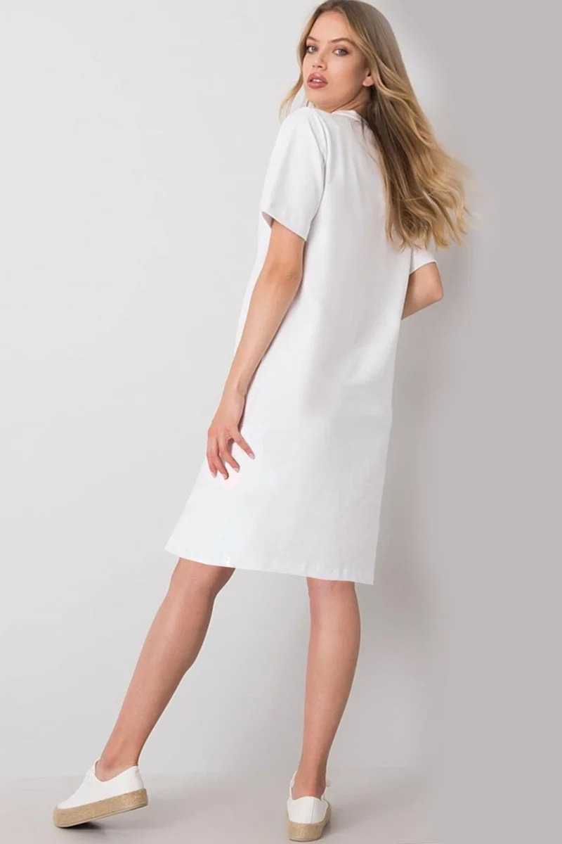 روك اند رول White Graphic T-Shirt Dress