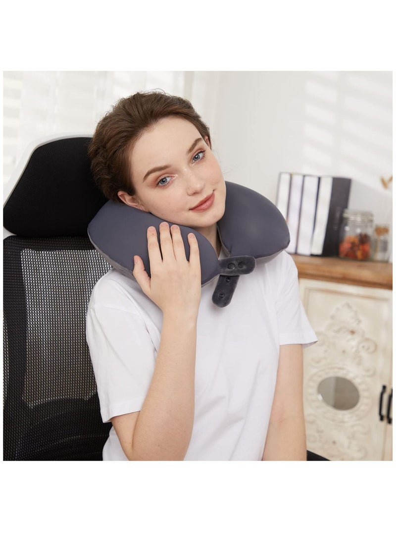 Arabest Memory Foam Travel U Shape Neck Pillow for Head Support Soft Adjustable Pillow for Plane, Car  Home Recliner Grey 30x30x8cm  - Image 5
