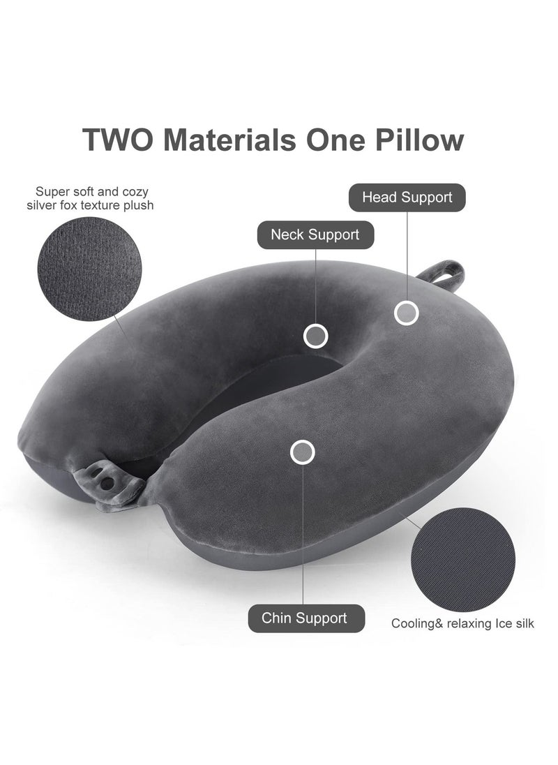 Arabest Memory Foam Travel U Shape Neck Pillow for Head Support Soft Adjustable Pillow for Plane, Car  Home Recliner Grey 30x30x8cm  - Image 2