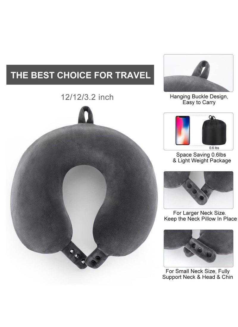 Arabest Memory Foam Travel U Shape Neck Pillow for Head Support Soft Adjustable Pillow for Plane, Car  Home Recliner Grey 30x30x8cm  - Image 4