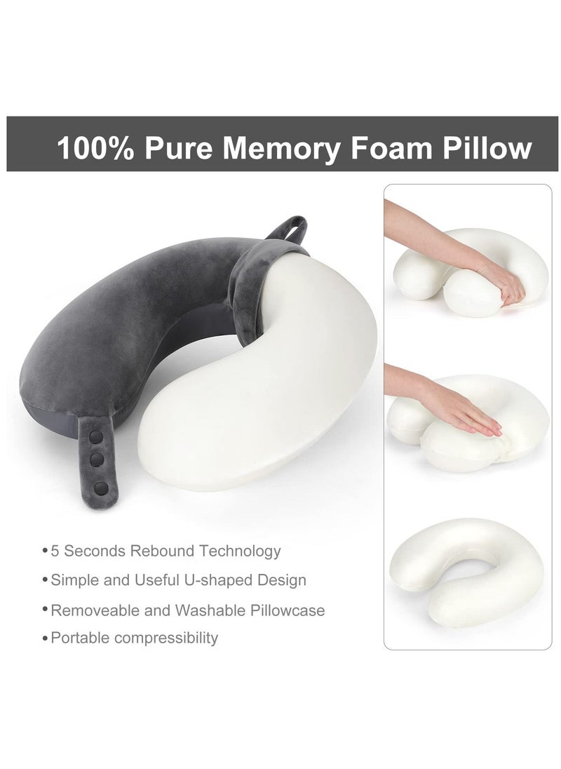 Arabest Memory Foam Travel U Shape Neck Pillow for Head Support Soft Adjustable Pillow for Plane, Car  Home Recliner Grey 30x30x8cm  - Image 3