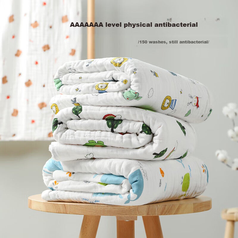 JD Jing Zao Wuyinliangpin Children's Bath Towel, Class A Pure Cotton, Baby Body Wiping Towel, Children's Gauze Face And Bath Towel, Soft And Skin-Friendly, Whale Patter - Image 1