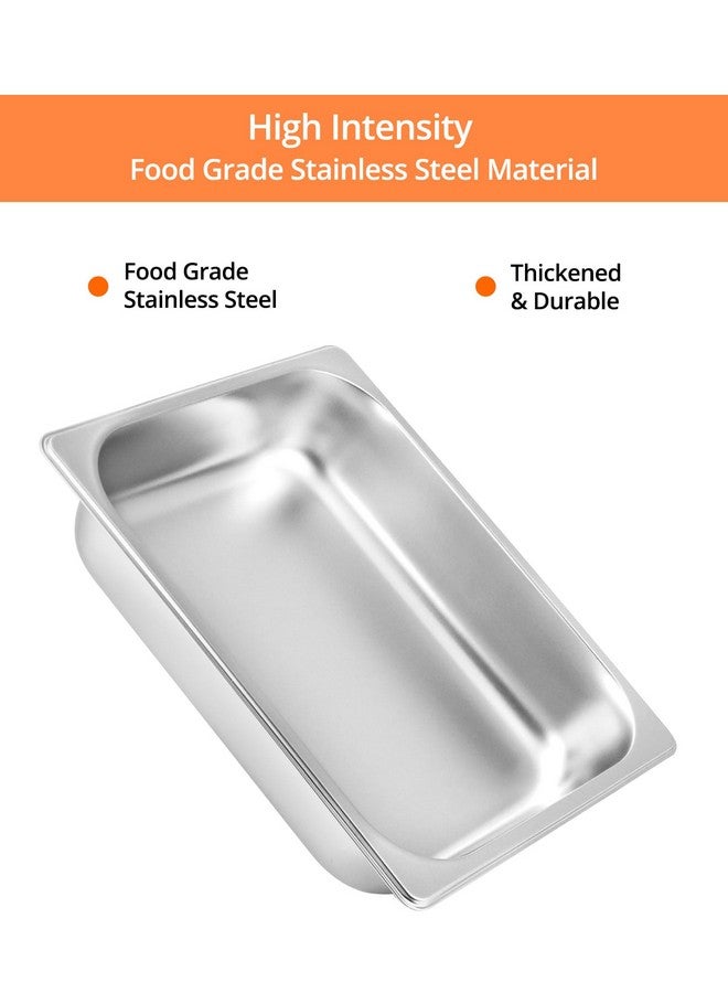 QWORK QWORK Stainless Steel Half Size 1/2 Chafing Dish Pan Set, 4 Pack 2.5" Deep 0.03" Thick 3.9L Heat-Resistant Pans with Lids, Steam Table Pans for Catering & Food Service  - Image 2