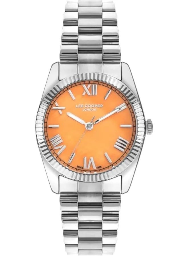 لي كوبر Lee Cooper Women's 2035 Movement Watch, Analog Display and Metal Strap - LC07825.380, Silver