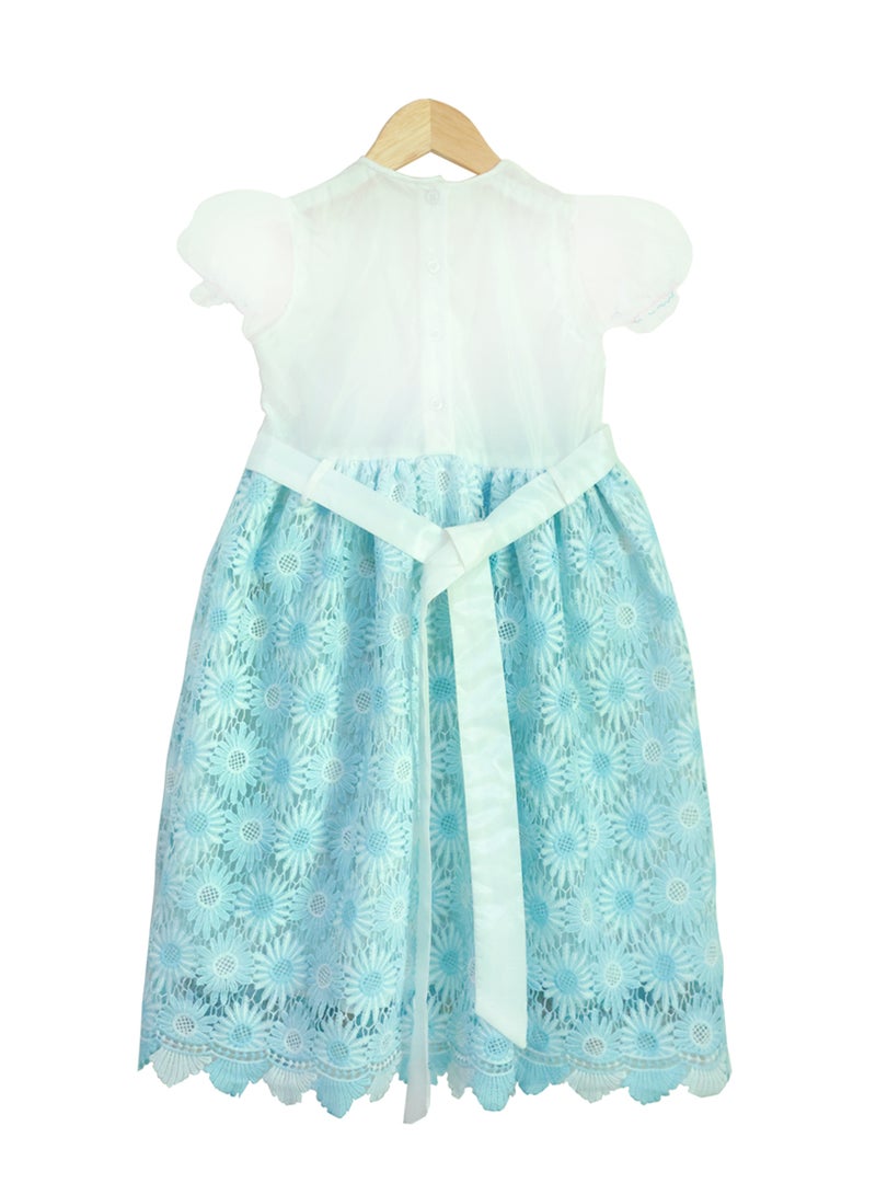 كيدابهو فستان أطفال سموكيد للبنات - عباد الشمس الأزرق بليس - Image 2