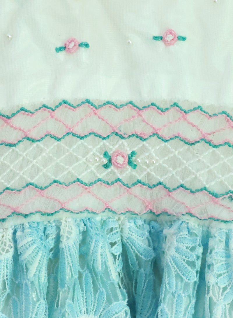 كيدابهو فستان أطفال سموكيد للبنات - عباد الشمس الأزرق بليس - Image 4