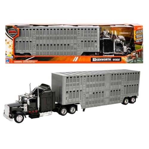 NewRay 143 DC Kenworth W900 Pot Belly Livestock Trailer - Image 1