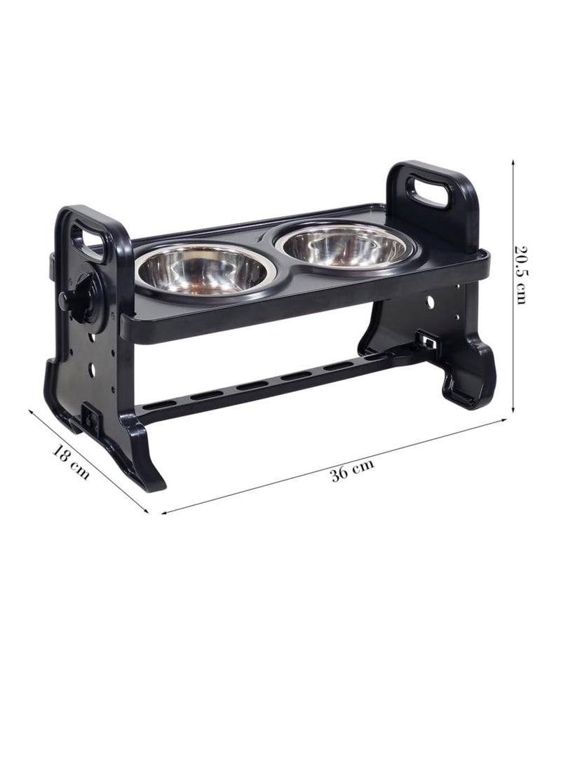 NNC PETS Pet feeding stand for Small to Medium size, Raised pet feeding bowl with Durable frame, 3 Height Adjustable, Removable and Washable, Elevated pet bowl with stainless steel feed bowls, 36 cm (Black) - Image 2
