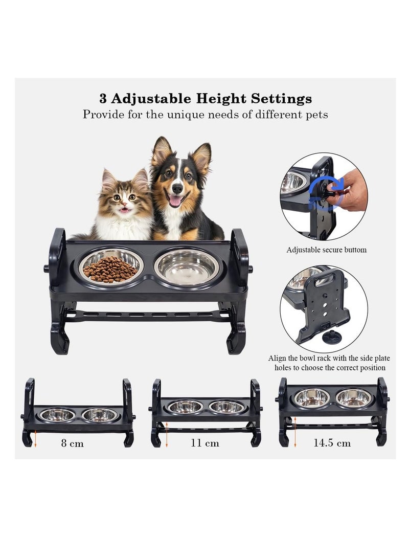NNC PETS Pet feeding stand for Small to Medium size, Raised pet feeding bowl with Durable frame, 3 Height Adjustable, Removable and Washable, Elevated pet bowl with stainless steel feed bowls, 36 cm (Black) - Image 4