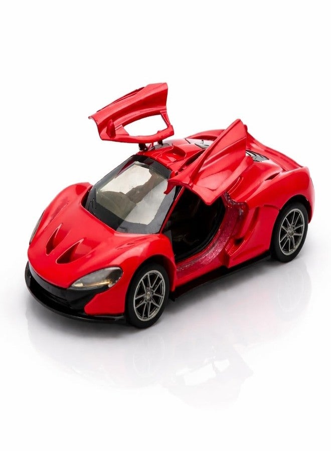 SQUIDSY McLaren Toy Car Model 1:36 Scale Die-cast Metal Pull Back Vehicle with Openable Doors, Lights & Music, Sports Model for Kids, Boys & Collectors (Red) - Image 1