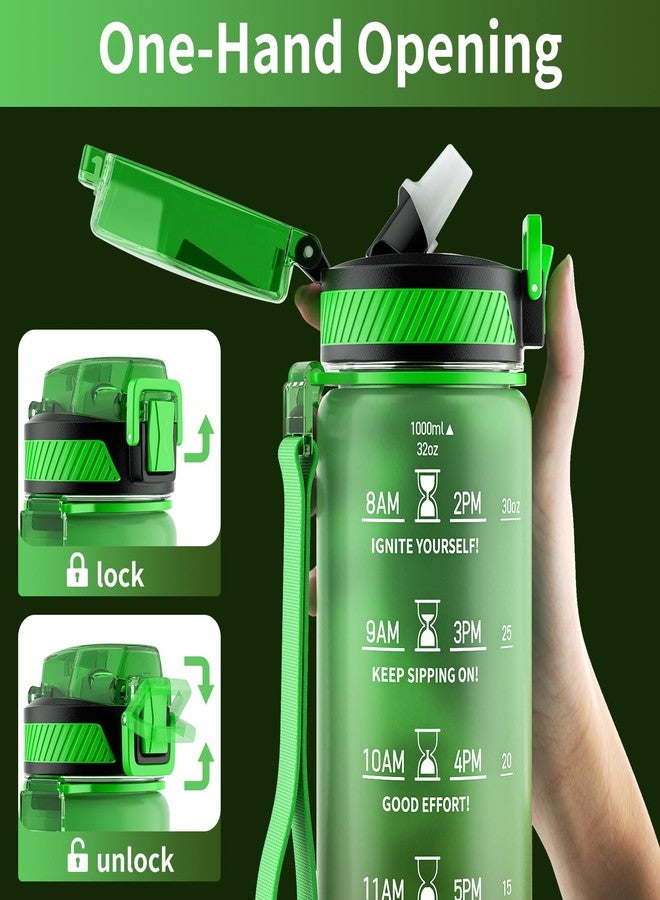 QLUR Water Bottle with Straw, 32oz Motivational Water Bottles with Time Marker to Drink, Tritan BPA Free, 1L Sports Water Bottle with Carry Strap LeakProof for Women Gym Fitness Outdoor (1 Pack) - Image 3