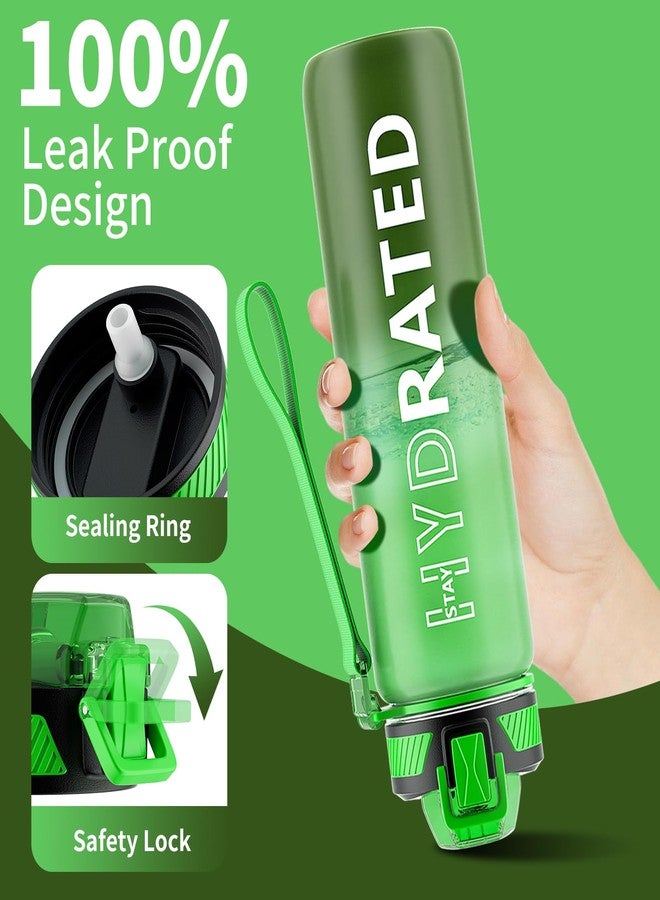 QLUR Water Bottle with Straw, 32oz Motivational Water Bottles with Time Marker to Drink, Tritan BPA Free, 1L Sports Water Bottle with Carry Strap LeakProof for Women Gym Fitness Outdoor (1 Pack) - Image 4