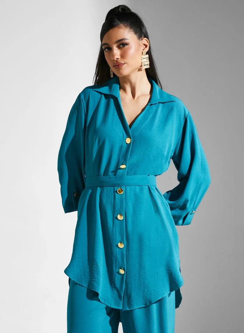 Golden Apple Button Detail Pant & Shirt Set
