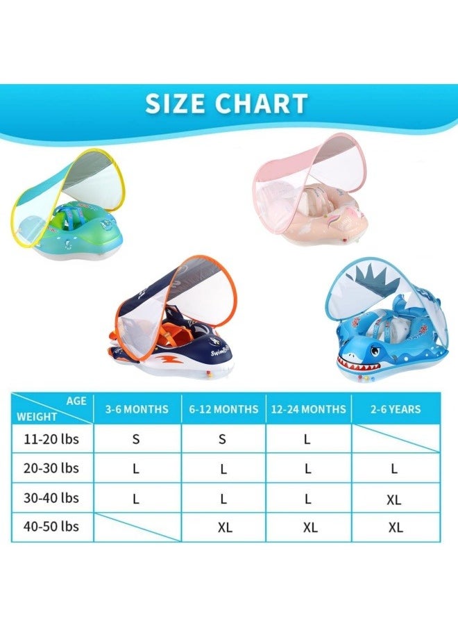 GGEROU - Baby Swimming Pool Floats,Baby Pool Float with Canopy,PVC Infant Swim Floats,Child Kids Inflatable Pool Floats,Summer Swim Float,Floating Mattress Seat Swim Ring,Fun Beach Floaties - Image 1