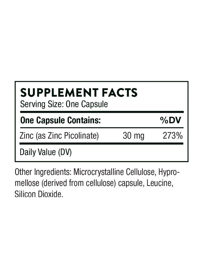 Thorne زنك بيكولينات 30 ملغ - مكمل زنك جيد الامتصاص للنمو ووظيفة المناعة* - 60 كبسولة - Image 2