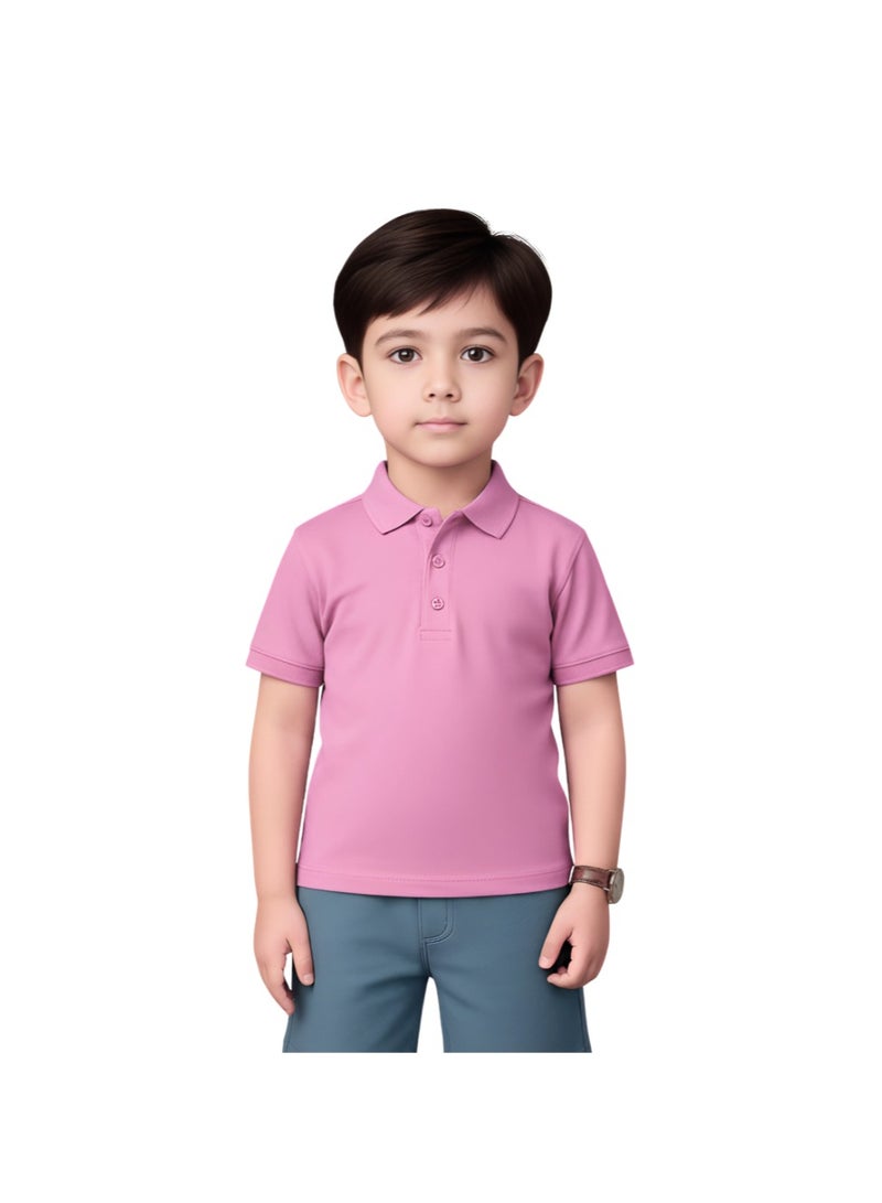 برينت شوب فور مي تي شيرت بولو أساسي للأطفال للجنسين، 230 جرام لكل متر مربع، وردي - Image 1