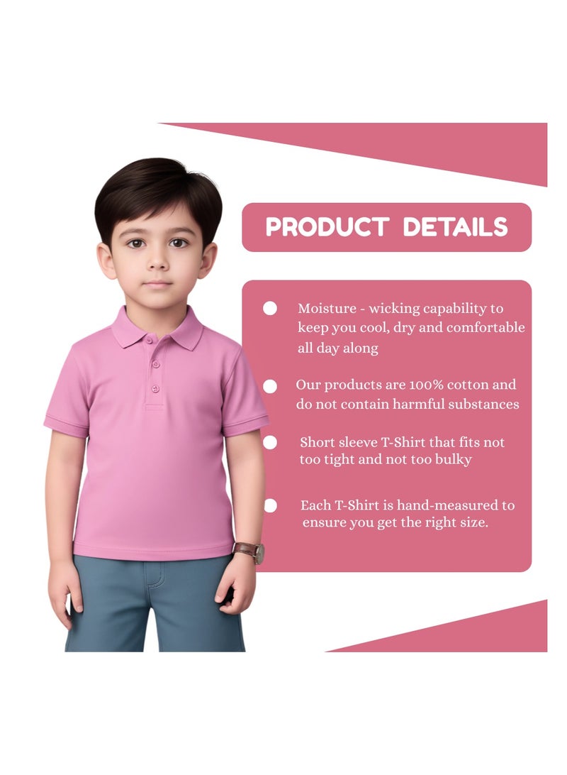 برينت شوب فور مي تي شيرت بولو أساسي للأطفال للجنسين، 230 جرام لكل متر مربع، وردي - Image 4