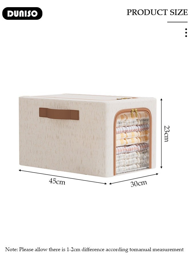 DUNISO 3 Pack Clothes Storage Bag, Foldable Clothing Storage Bins, Steel Frame Oxford Fabric Organizer with Zipper , Handle and Clear Window, Storage Containers for Comforters, Blankets, Bedding and Organizing Bedroom Closet Clothing  - Image 4