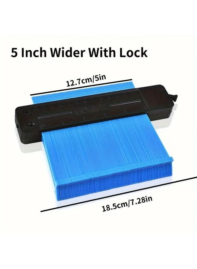 5 Inch Wider Lock Blue Contour Gauge Profile Tool Adjustable Shape Duplicator For Flooring Carpenter DIY - Image 1
