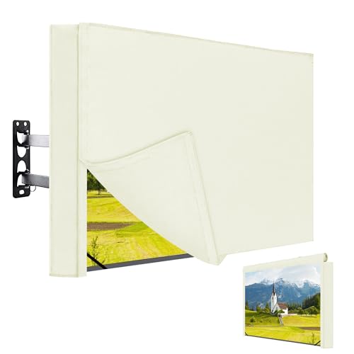 Easy-Going EasyGoing Outdoor TV Cover with Roll Up Front Flat Waterproof Weatherproof for 5558 inch Flat Screen TV Beige - Image 1