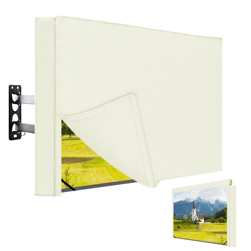 Easy-Going EasyGoing Outdoor TV Cover with Roll Up Front Flat Waterproof Weatherproof for 5558 inch Flat Screen TV Beige - Image 2