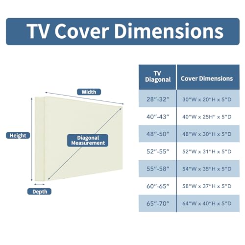 Easy-Going EasyGoing Outdoor TV Cover with Roll Up Front Flat Waterproof Weatherproof for 5558 inch Flat Screen TV Beige - Image 3