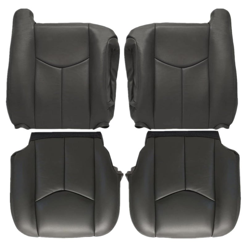 Priprilod Dark Gray Driver & Passenger Bottom and Top Lean Back Replacement Seat Cover Compatible with Chevy Silverado Tahoe Suburban Avalanche GMC Sierra Yukon XL 2003 2004 2005 2006 - Image 1