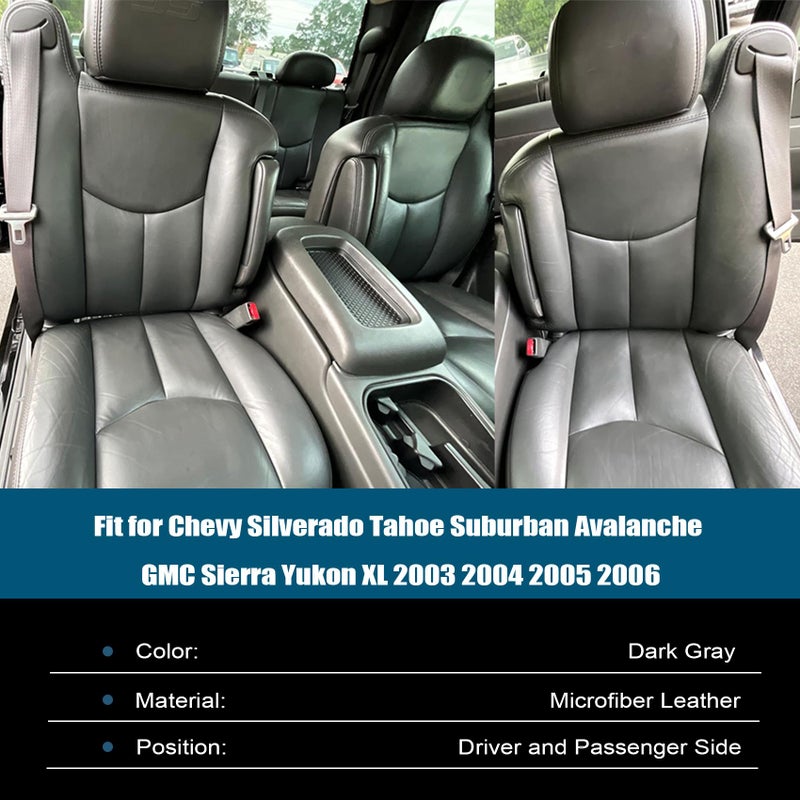 Priprilod Dark Gray Driver & Passenger Bottom and Top Lean Back Replacement Seat Cover Compatible with Chevy Silverado Tahoe Suburban Avalanche GMC Sierra Yukon XL 2003 2004 2005 2006 - Image 2