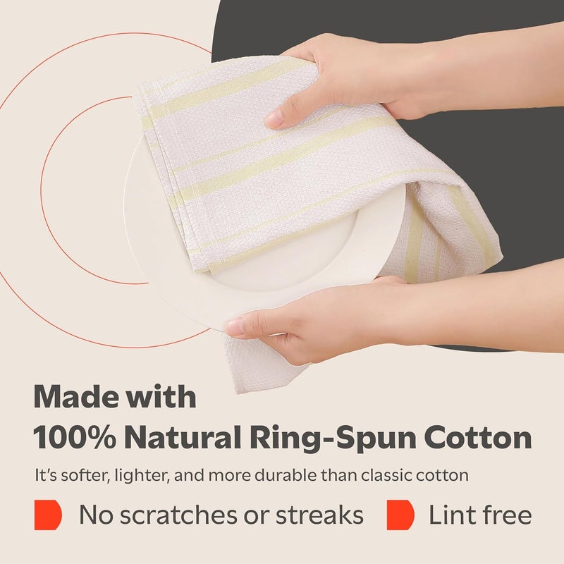 Zeppoli Classic Kitchen Towels - 6 Pack 100% Natural Cotton Kitchen Towel Set, Reusable Wash Cloths, Absorbent Dish Towels, Machine Washable Hand Towels, Kitchen Essentials, 20” x 28” - Pastel Var - Image 3