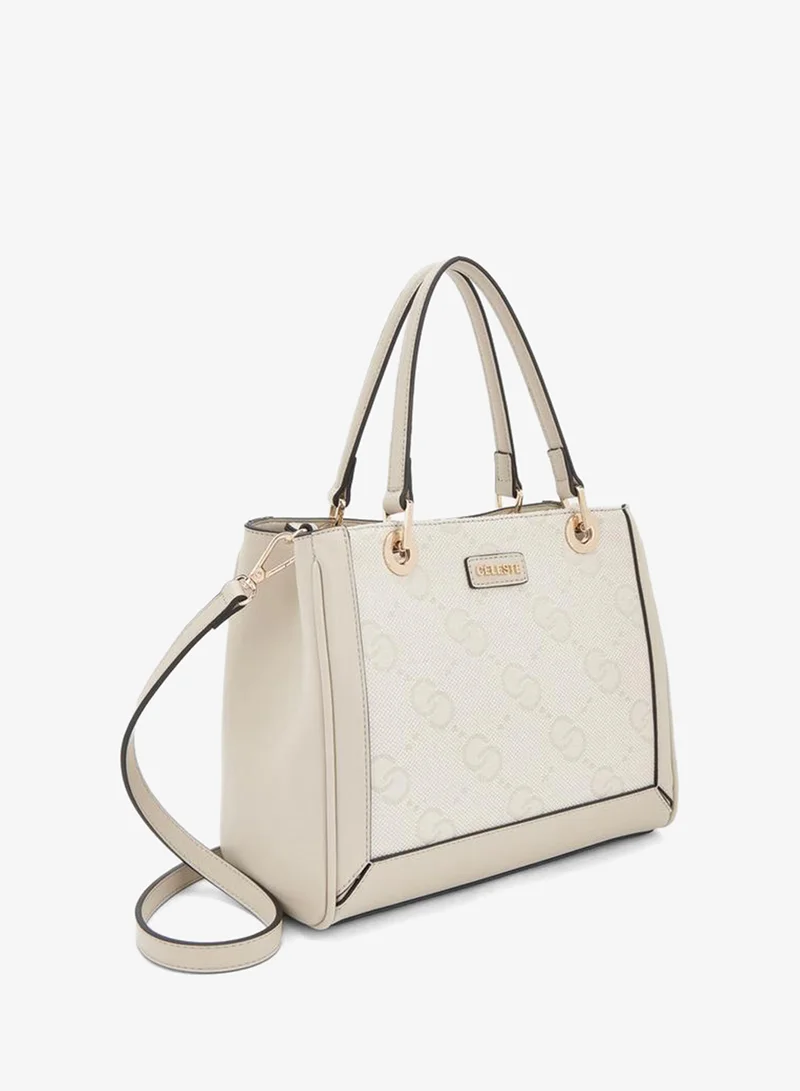Celeste BEIGE Textured Tote Bag With Detachable Strap for Women | Best Price UAE