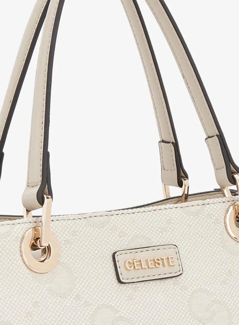 Celeste BEIGE Textured Tote Bag With Detachable Strap for Women | Best Price UAE