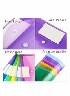 Y&D 10 Packs Of Plastic Envelopes, A4 Transparent File Folders, Document Label Pockets And Snaps, Suitable For Work Office (5 Colors)  - Image 2