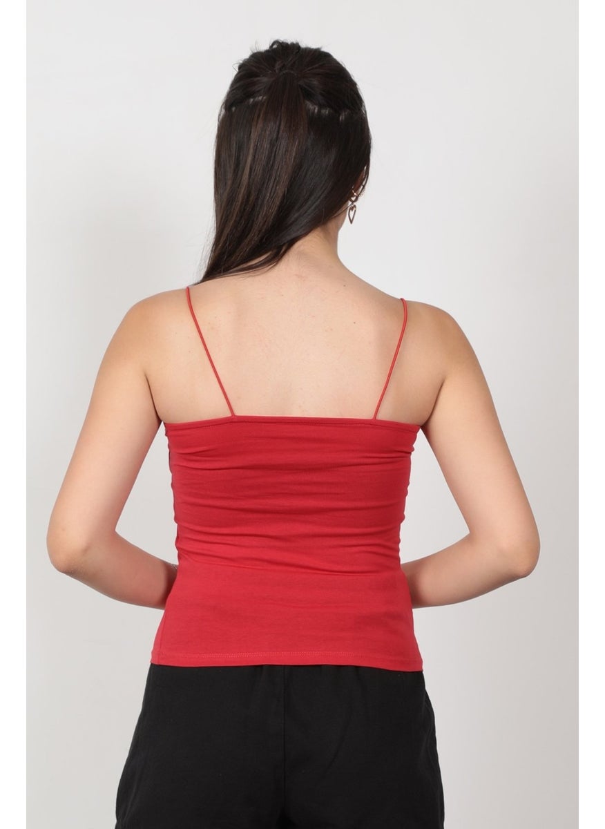Giysa Women's Rope Suspender Undershirt Red Flexible Structured Compak Elastic Cotton Blend - 848  - Image 3