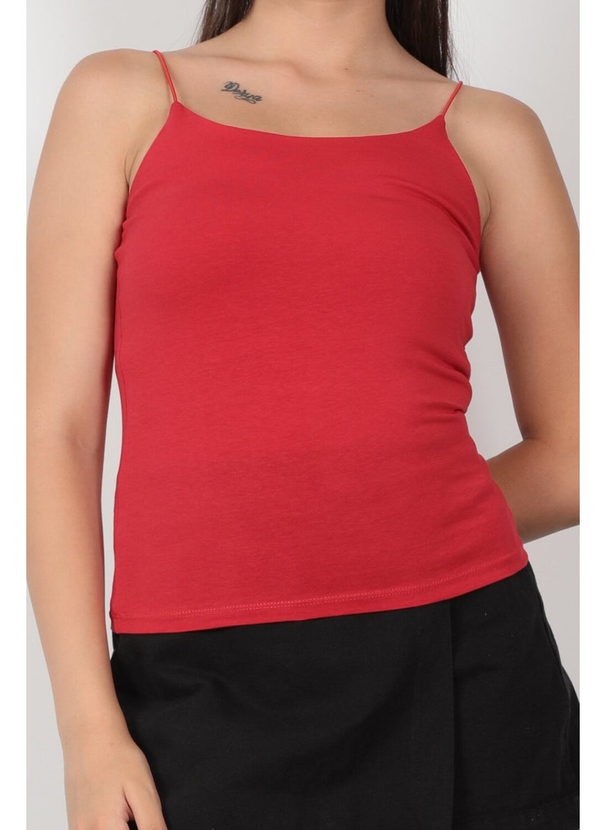Giysa Women's Rope Suspender Undershirt Red Flexible Structured Compak Elastic Cotton Blend - 848  - Image 1
