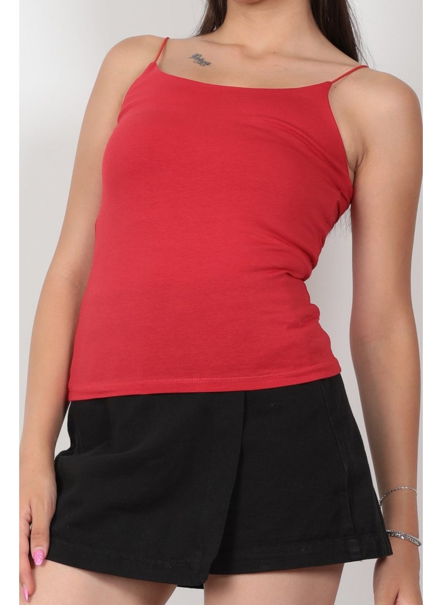 Giysa Women's Rope Suspender Undershirt Red Flexible Structured Compak Elastic Cotton Blend - 848  - Image 2