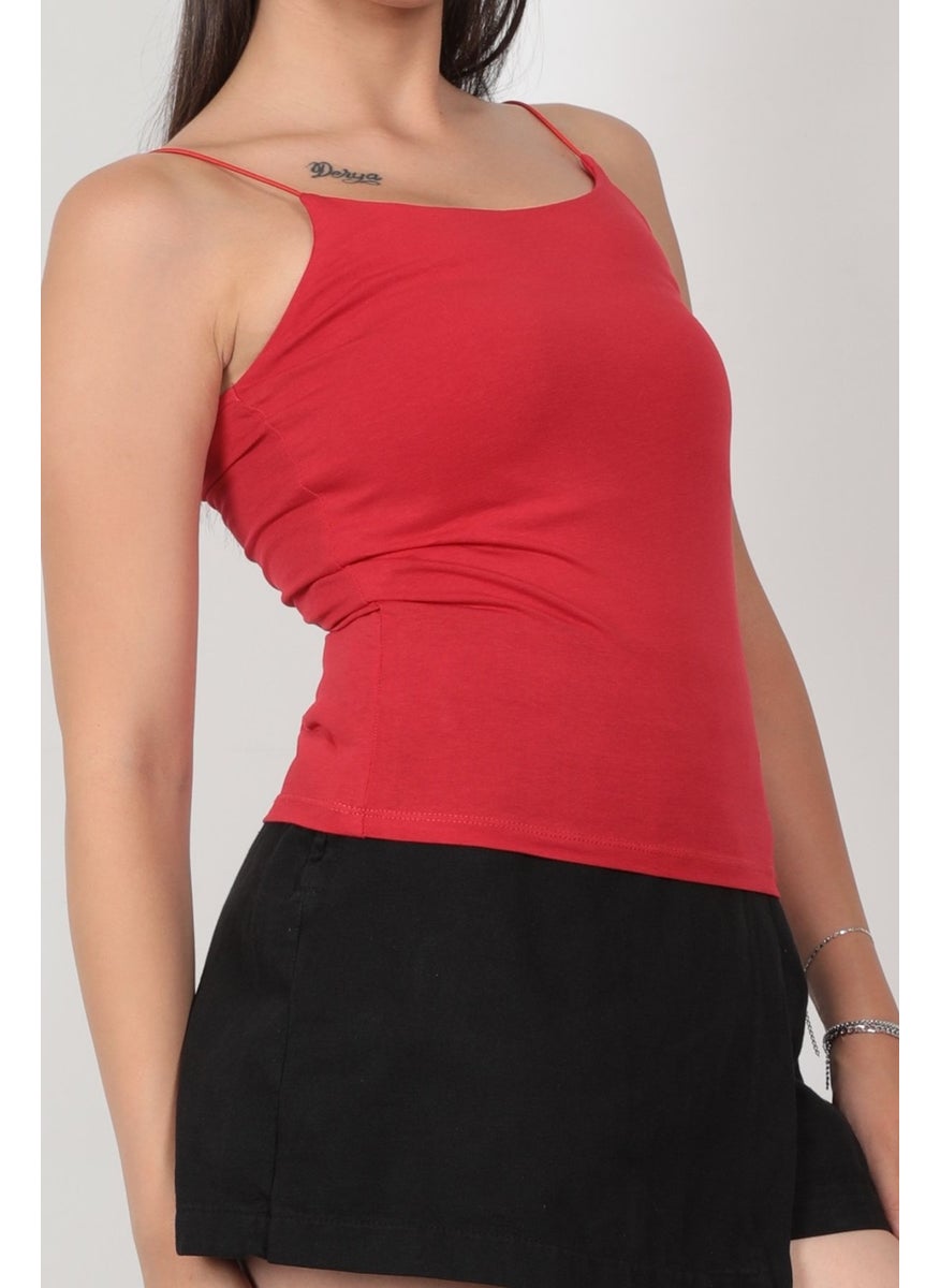 Giysa Women's Rope Suspender Undershirt Red Flexible Structured Compak Elastic Cotton Blend - 848  - Image 4